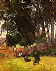 Paul Gauguin Famous Paintings - Tahitian Village